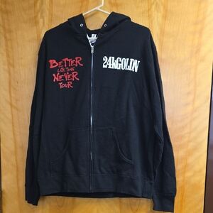 24k Goldn "Better Late Than Never" Tour Hooded Black Zip Front Jacket Men's Sz L